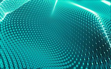 Soyut arkaplan. Çokgen şekilli molekül teknolojisi, noktaları ve çizgileri birleştiriyor. Bağlantı yapısı. Büyük veri görselleştirmesi.