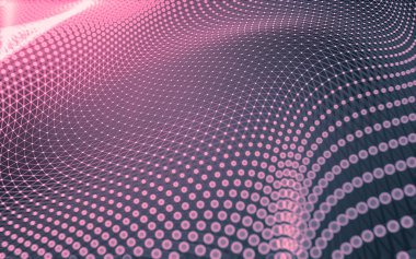 Soyut arkaplan. Çokgen şekilli molekül teknolojisi, noktaları ve çizgileri birleştiriyor. Bağlantı yapısı. Büyük veri görselleştirmesi.