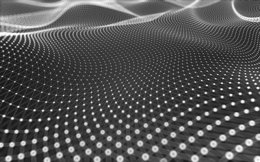 Soyut arkaplan. Çokgen şekilli molekül teknolojisi, noktaları ve çizgileri birleştiriyor. Bağlantı yapısı. Büyük veri görselleştirmesi. 