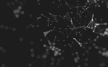 Soyut arkaplan. Çokgen şekilli molekül teknolojisi, noktaları ve çizgileri birleştiriyor. Bağlantı yapısı. Büyük veri görselleştirmesi. 