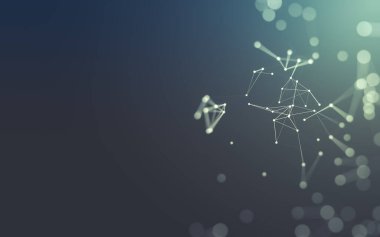 3d soyut arkaplan. Çokgen şekilli molekül teknolojisi, noktaları ve çizgileri birleştiriyor. Bağlantı yapısı. Büyük veri görselleştirmesi. 3d arkaplan.