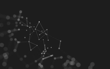 Soyut arkaplan. Çokgen şekilli molekül teknolojisi, noktaları ve çizgileri birleştiriyor. Bağlantı yapısı. Büyük veri görselleştirmesi. 