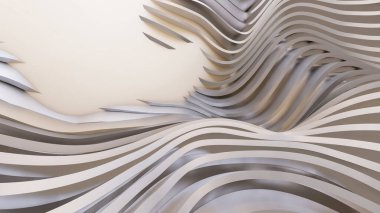 Soyut Eğri Şekiller. Beyaz Dairesel Arkaplan. Soyut arkaplan. 3d illüstrasyon