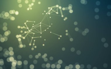 Soyut arkaplan. Çokgen şekilli molekül teknolojisi, noktaları ve çizgileri birleştiriyor. Bağlantı yapısı. Büyük veri görselleştirmesi.