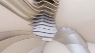 Soyut Eğri Şekiller. Beyaz Dairesel Arkaplan. Soyut arkaplan. 3d illüstrasyon