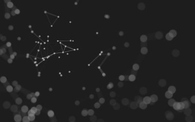 Soyut arkaplan. Çokgen şekilli molekül teknolojisi, noktaları ve çizgileri birleştiriyor. Bağlantı yapısı. Büyük veri görselleştirmesi. 