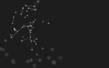 Soyut arkaplan. Çokgen şekilli molekül teknolojisi, noktaları ve çizgileri birleştiriyor. Bağlantı yapısı. Büyük veri görselleştirmesi. 