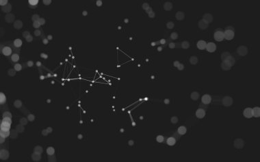 Soyut arkaplan. Çokgen şekilli molekül teknolojisi, noktaları ve çizgileri birleştiriyor. Bağlantı yapısı. Büyük veri görselleştirmesi. 