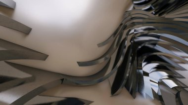 Soyut Eğri Şekiller. Beyaz Dairesel Arkaplan. Soyut arkaplan. 3d illüstrasyon