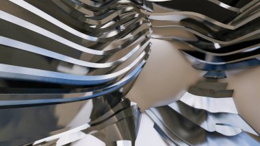 Soyut Eğri Şekiller. Beyaz Dairesel Arkaplan. Soyut arkaplan. 3d illüstrasyon