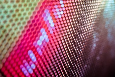 Yakın plan LED bulanık ekran. LED yumuşak odak arkaplanı. Tasarım için soyut arkaplan ideali.