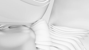 Soyut Eğri Şekiller. Beyaz Dairesel Arkaplan. Soyut arkaplan. 3d illüstrasyon