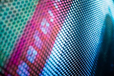 Yakın plan LED bulanık ekran. LED yumuşak odak arkaplanı. Tasarım için soyut arkaplan ideali.