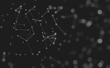 Soyut arkaplan. Çokgen şekilli molekül teknolojisi, noktaları ve çizgileri birleştiriyor. Bağlantı yapısı. Büyük veri görselleştirmesi. 