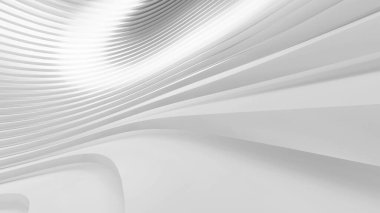 Soyut Eğri Şekiller. Beyaz Dairesel Arkaplan. Soyut arkaplan. 3d illüstrasyon