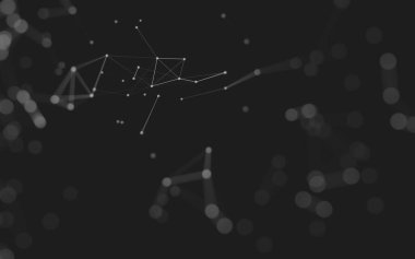 Soyut arkaplan. Çokgen şekilli molekül teknolojisi, noktaları ve çizgileri birleştiriyor. Bağlantı yapısı. Büyük veri görselleştirmesi. 