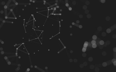 Soyut arkaplan. Çokgen şekilli molekül teknolojisi, noktaları ve çizgileri birleştiriyor. Bağlantı yapısı. Büyük veri görselleştirmesi. 