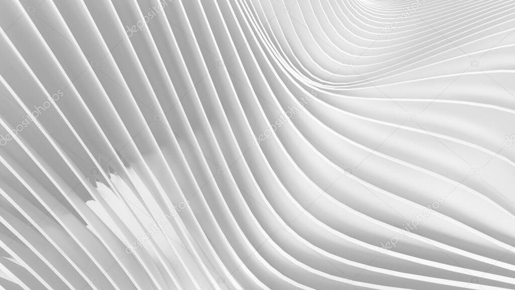 Abstract Curved Shapes. White Circular Background. Abstract background. 3d illustration