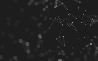 Soyut arkaplan. Çokgen şekilli molekül teknolojisi, noktaları ve çizgileri birleştiriyor. Bağlantı yapısı. Büyük veri görselleştirmesi. 