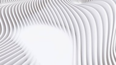 Soyut Eğri Şekiller. Beyaz Dairesel Arkaplan. Soyut arkaplan. 3d illüstrasyon