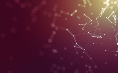 Soyut arkaplan. Çokgen şekilli molekül teknolojisi, noktaları ve çizgileri birleştiriyor. Bağlantı yapısı. Büyük veri görselleştirmesi. 