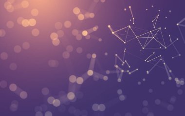 Soyut arkaplan. Çokgen şekilli molekül teknolojisi, noktaları ve çizgileri birleştiriyor. Bağlantı yapısı. Büyük veri görselleştirmesi.