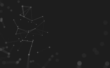 Soyut arkaplan. Çokgen şekilli molekül teknolojisi, noktaları ve çizgileri birleştiriyor. Bağlantı yapısı. Büyük veri görselleştirmesi. 