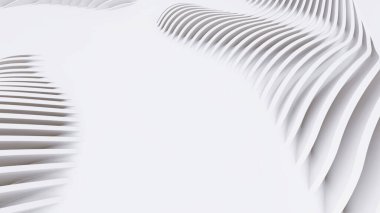 Soyut Eğri Şekiller. Beyaz Dairesel Arkaplan. Soyut arkaplan. 3d illüstrasyon