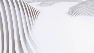 Soyut Eğri Şekiller. Beyaz Dairesel Arkaplan. Soyut arkaplan. 3d illüstrasyon