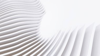 Soyut Eğri Şekiller. Beyaz Dairesel Arkaplan. Soyut arkaplan. 3d illüstrasyon