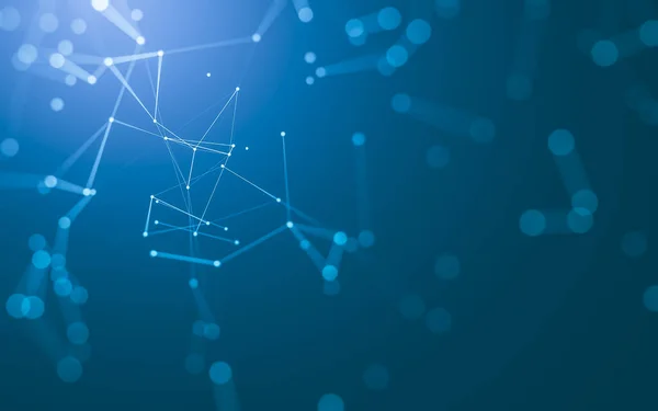 Soyut arkaplan. Çokgen şekilli molekül teknolojisi, noktaları ve çizgileri birleştiriyor. Bağlantı yapısı. Büyük veri görselleştirmesi.