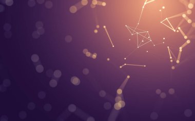 Soyut arkaplan. Çokgen şekilli molekül teknolojisi, noktaları ve çizgileri birleştiriyor. Bağlantı yapısı. Büyük veri görselleştirmesi.