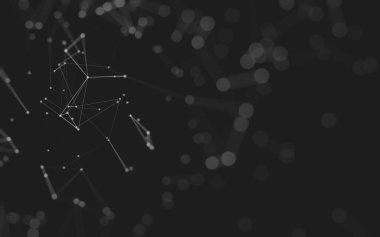 Soyut arkaplan. Çokgen şekilli molekül teknolojisi, noktaları ve çizgileri birleştiriyor. Bağlantı yapısı. Büyük veri görselleştirmesi. 