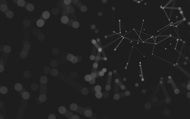 Soyut arkaplan. Çokgen şekilli molekül teknolojisi, noktaları ve çizgileri birleştiriyor. Bağlantı yapısı. Büyük veri görselleştirmesi. 