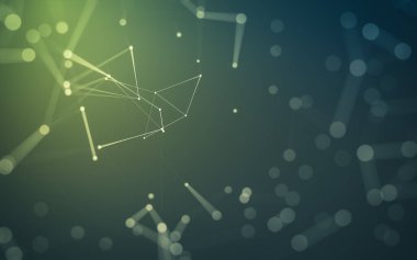 Soyut arkaplan. Çokgen şekilli molekül teknolojisi, noktaları ve çizgileri birleştiriyor. Bağlantı yapısı. Büyük veri görselleştirmesi.