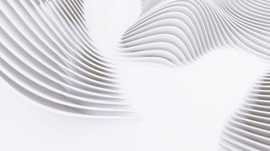 Soyut Eğri Şekiller. Beyaz Dairesel Arkaplan. Soyut arkaplan. 3d illüstrasyon