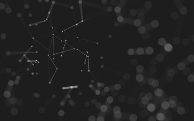 Soyut arkaplan. Çokgen şekilli molekül teknolojisi, noktaları ve çizgileri birleştiriyor. Bağlantı yapısı. Büyük veri görselleştirmesi. 