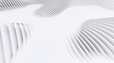 Soyut Eğri Şekiller. Beyaz Dairesel Arkaplan. Soyut arkaplan. 3d illüstrasyon