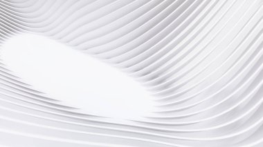 Soyut Eğri Şekiller. Beyaz Dairesel Arkaplan. Soyut arkaplan. 3d illüstrasyon