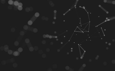 Soyut arkaplan. Çokgen şekilli molekül teknolojisi, noktaları ve çizgileri birleştiriyor. Bağlantı yapısı. Büyük veri görselleştirmesi. 