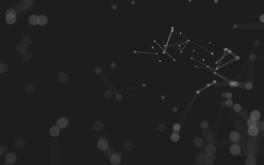 Soyut arkaplan. Çokgen şekilli molekül teknolojisi, noktaları ve çizgileri birleştiriyor. Bağlantı yapısı. Büyük veri görselleştirmesi. 