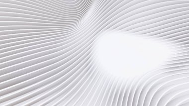 Soyut Eğri Şekiller. Beyaz Dairesel Arkaplan. Soyut arkaplan. 3d illüstrasyon