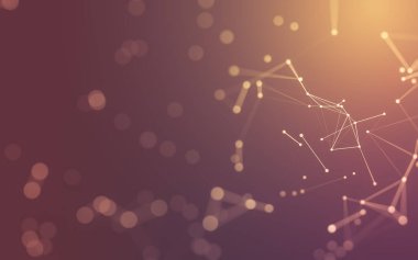 Soyut arkaplan. Çokgen şekilli molekül teknolojisi, noktaları ve çizgileri birleştiriyor. Bağlantı yapısı. Büyük veri görselleştirmesi.