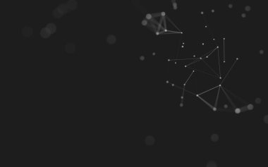 Soyut arkaplan. Çokgen şekilli molekül teknolojisi, noktaları ve çizgileri birleştiriyor. Bağlantı yapısı. Büyük veri görselleştirmesi. 