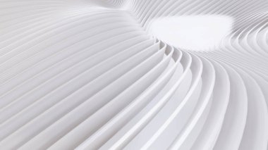 Soyut Eğri Şekiller. Beyaz Dairesel Arkaplan. Soyut arkaplan. 3d illüstrasyon
