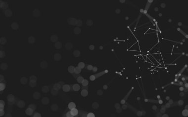 Soyut arkaplan. Çokgen şekilli molekül teknolojisi, noktaları ve çizgileri birleştiriyor. Bağlantı yapısı. Büyük veri görselleştirmesi. 