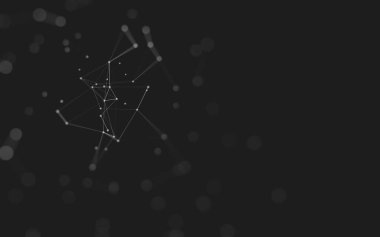 Soyut arkaplan. Çokgen şekilli molekül teknolojisi, noktaları ve çizgileri birleştiriyor. Bağlantı yapısı. Büyük veri görselleştirmesi. 