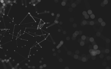 Soyut arkaplan. Çokgen şekilli molekül teknolojisi, noktaları ve çizgileri birleştiriyor. Bağlantı yapısı. Büyük veri görselleştirmesi. 