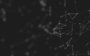 Soyut arkaplan. Çokgen şekilli molekül teknolojisi, noktaları ve çizgileri birleştiriyor. Bağlantı yapısı. Büyük veri görselleştirmesi. 