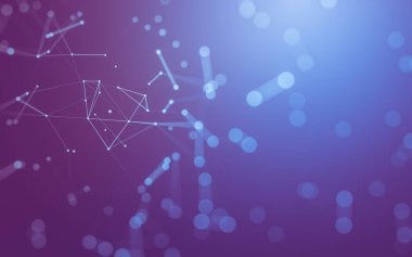 Soyut arkaplan. Çokgen şekilli molekül teknolojisi, noktaları ve çizgileri birleştiriyor. Bağlantı yapısı. Büyük veri görselleştirmesi.